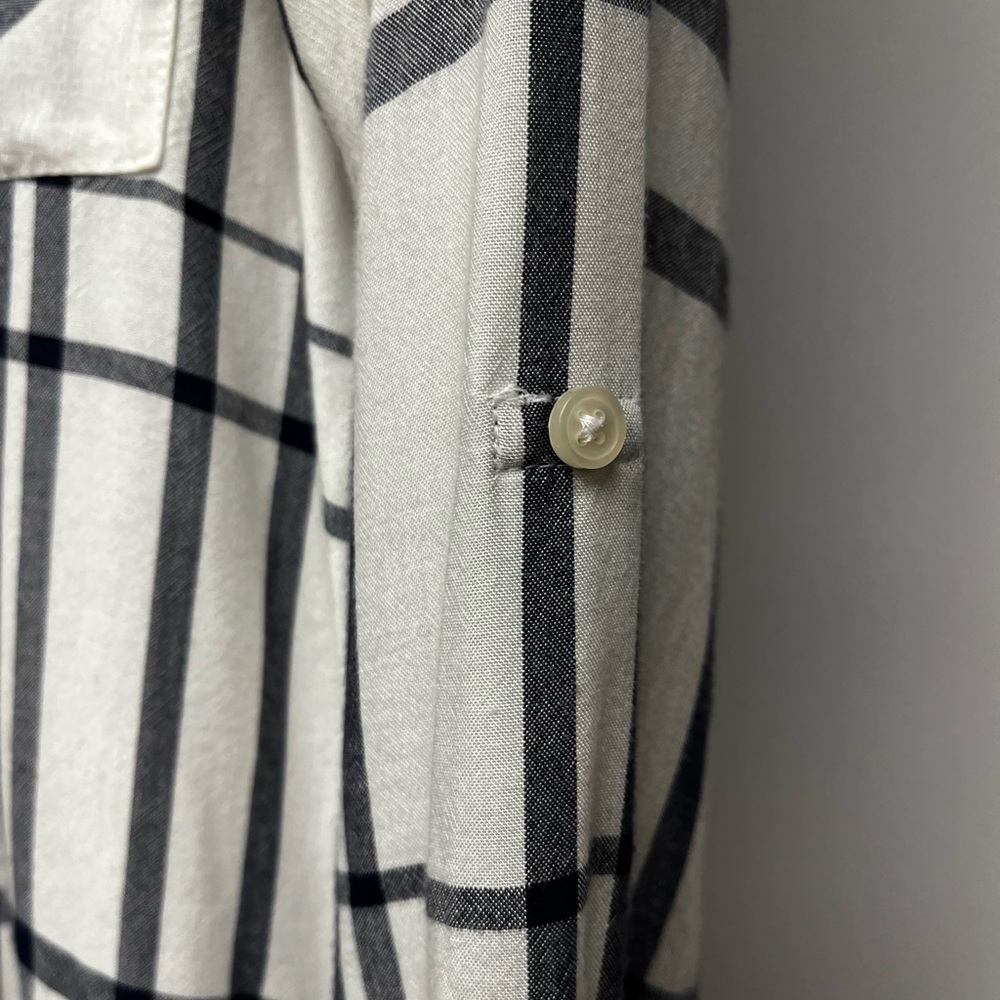 Navy Blue and White Plaid button down by Nine West Jeans - Picture 3 of 10